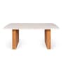 Modena White Baswara Marble Top 6 Seater Dining Set In Natural Finish