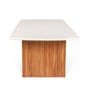 Modena White Baswara Marble Top 6 Seater Dining Set In Natural Finish