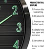 Black Modern Wall Clock With 3D Radium Numbers (12.75 Inch)
