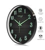 Black Modern Wall Clock With 3D Radium Numbers (12.75 Inch)