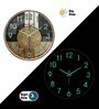 Black Modern Wall Clock With 3D Radium Numbers (12.75 Inch)