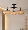 Modern 3-Light Ribbed Glass Chandelier