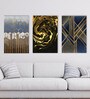 Modern Atlas Multicolour Canvas Framed Art Print Set of 3