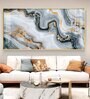 Modern Abstract Golden & Gray Glass Finish Horizontal Wall Art