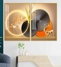 Modern Abstract Golden Deer Acrylic Art Framed Art Panel (Set Of 2)