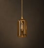 Modern Amber Glass Cylinder Pendant Lights with Gold Finish