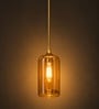 Modern Amber Glass Cylinder Pendant Lights with Gold Finish