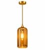 Modern Amber Glass Cylinder Pendant Lights with Gold Finish