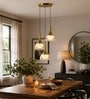 Modern Amber Glass Pendant Light   Set of 3