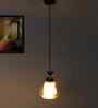 Modern Amber Glass Pendant Light Black Finish