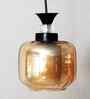 Modern Amber Glass Pendant Light Black Finish