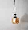 Modern Amber Glass Pendant Light Black Finish
