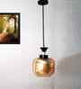 Modern Amber Glass Pendant Light Black Finish