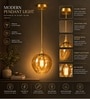 Modern Amber Glass Pendant Lights with Gold Finish