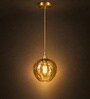 Modern Amber Glass Pendant Lights with Gold Finish