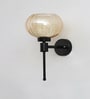 Modern Amber Kharbuja Glass Black Lamp