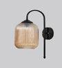 Modern Amber Ribbed Black Wall Sconce