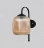 Modern Amber Ribbed Black Wall Sconce