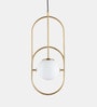 Modern Arc Pendant Light   Gold Frame with Frosted Glass Globe