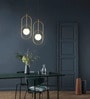 Modern Arc Pendant Light   Gold Frame with Frosted Glass Globe