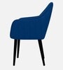 Classic Modern Arm Dining Chair With Black Iron Legs In Blue Color