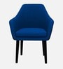 Classic Modern Arm Dining Chair With Black Iron Legs In Blue Color