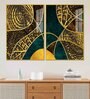 Modern Art Of Golden Crystal Textured Acrylic Art Framed Art Panel (Set Of 2)