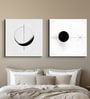 Modern Black and White Circles Set of 2 Canvas Wall Painting Stretch Canvas Frame