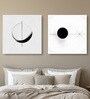 Modern Black and White Circles Set of 2 Canvas Wall Painting White Frame