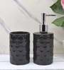 Modern Black Ceramic Set of 2 Bath Accessories Set 