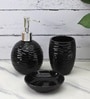 Modern Black Ceramic Set of 3 Bath Accessories Set 