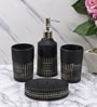 Modern Black Ceramic Set of 4 Bath Accessories Set 