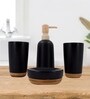 Modern Black Ceramic Set of 4 Bath Accessories Set 