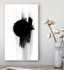 Black Circle on Abstract Canvas Wall Painting White Frame