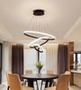 Modern Black Contemporary Spiral LED 3 Ring Chandelier   Adjustable Height with 3 Color Lighting Modes