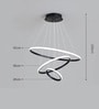 Modern Black Contemporary Spiral LED 3 Ring Chandelier   Adjustable Height with 3 Color Lighting Modes