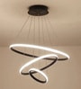 Modern Black Contemporary Spiral LED 3 Ring Chandelier   Adjustable Height with 3 Color Lighting Modes