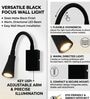 Modern Black LED Wall Mounted Reading Light with Flexible Gooseneck Arm