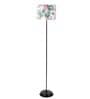 Modern Black metal Floor Lamp with Floral Print Shade