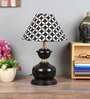 Fellida Offwhite & Black Cotton Shade Night Lamp With Iron Base