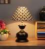 Fellida Offwhite & Black Cotton Shade Night Lamp With Iron Base