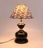 Modern Black Metal Table Lamp with Ikat Print Shade