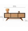 Modern Black Rattan Entertainment TV Console Cabinet