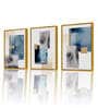 Modern Blue Abstract Geometric Wall Art Weave Marble Pattern Canvas Painting Framed Wall Art Prints