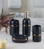 Modern Blue Ceramic Set of 4 Bath Accessories Set 