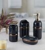 Modern Blue Ceramic Set of 4 Bath Accessories Set 