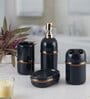 Modern Blue Ceramic Set of 4 Bath Accessories Set 