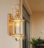Modern Brass Finish Glass Wall Lantern Light for Indoor & Outdoor