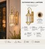 Modern Brass Finish Glass Wall Lantern Light for Indoor & Outdoor