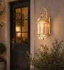 Modern Brass Finish Glass Wall Lantern Light for Indoor & Outdoor